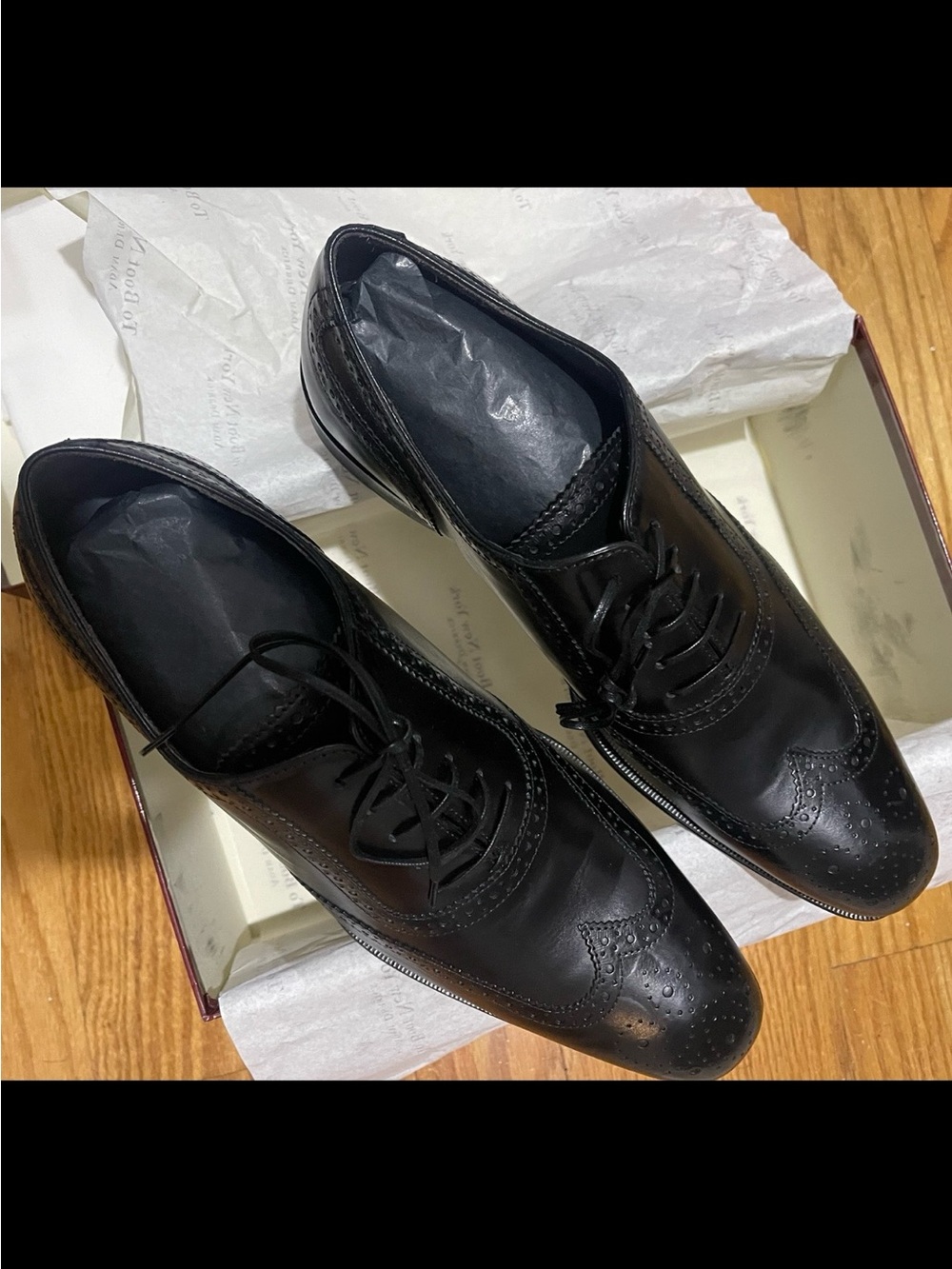 NWT To Boot NY Classic Black Leather Men’s Wingtip Oxfords Sz 10.5